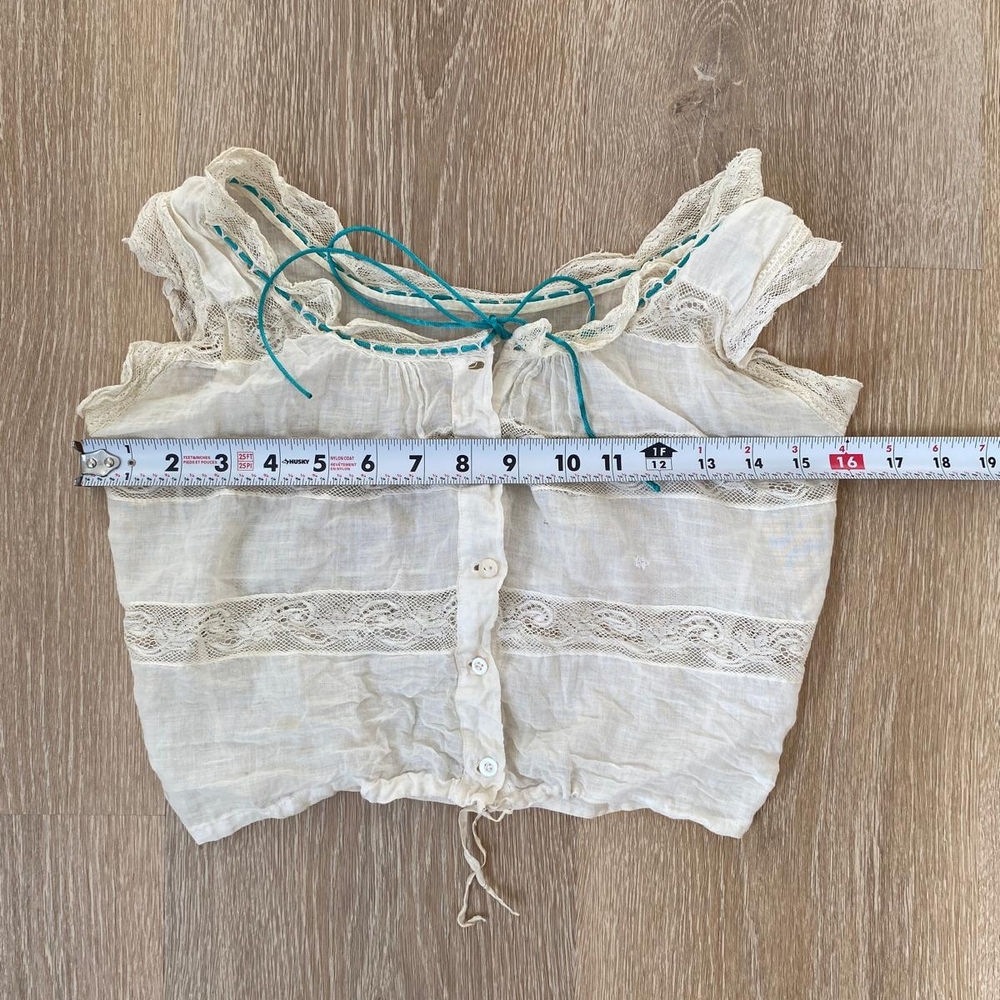Antique Early 20th Century Lace Trimmed Corset Cover Edwardian Top (STUDY PIECE) - Picture 7 of 11